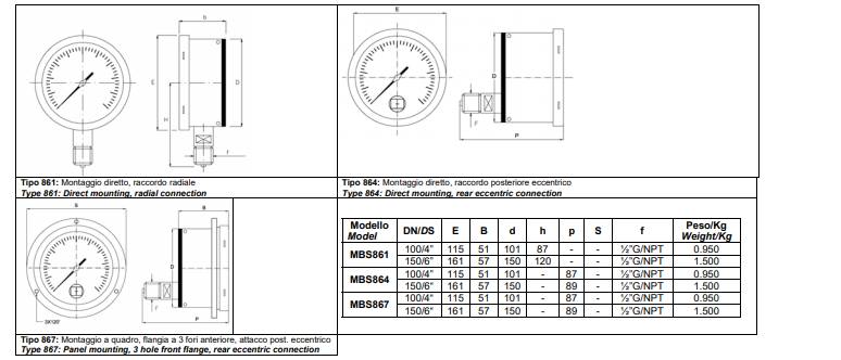  MBS864 Đồng hồ đo áp suất Tema Việt Nam