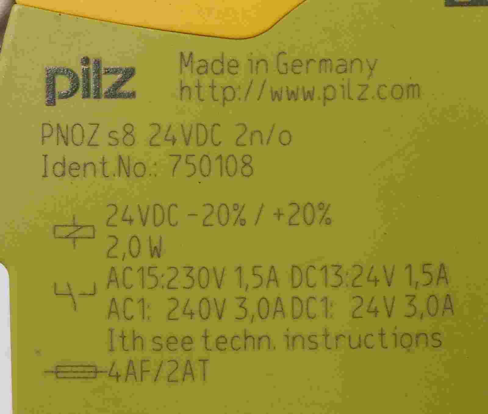 PNOZ s8 Pilz- Rơ le đồng bộ PNOZ s8 24VDC 2 n/o Pilz - Ảnh 2